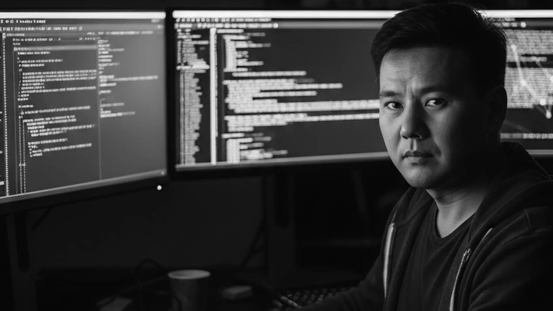 GR IT Services on-call engineer at a multi-monitor workstation responding to an after-hours incident
